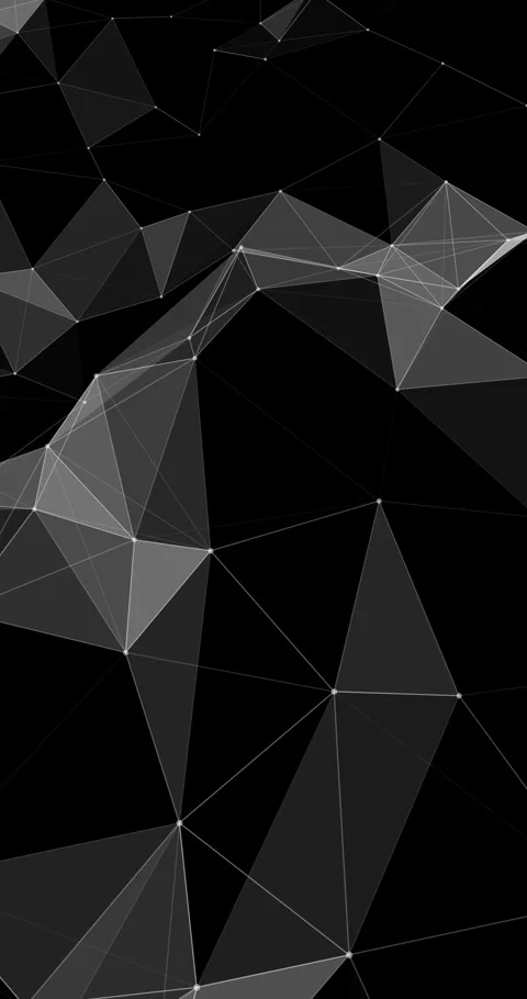 A smooth diagonal passage through a low-poly plexus terrain on deep dark bac Stock-Footage 345551315