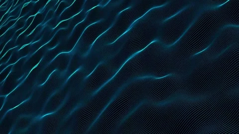 Smooth digital waves. Neon blue currents. Abstract texture of waves. Stock Footage 320937005