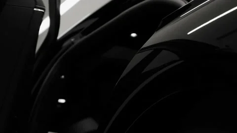 Smooth door closing and automatic door closer on a new prestigious car Stock Footage 148133814