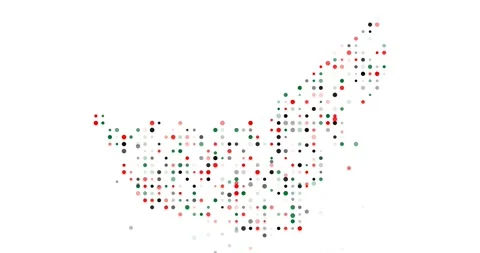 Smooth Dot Flow Across UAE Map Stock Footage 314221383