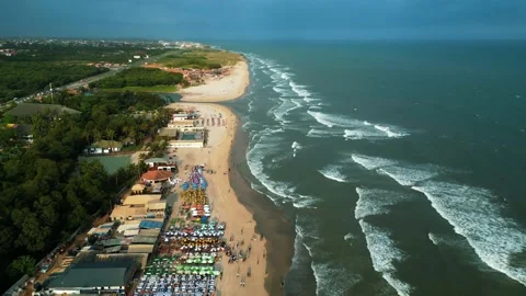 Smooth drone beach footage at Labadi beach Stock Footage 219367361