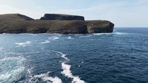 Smooth drone flight above headland near Portacloy Beach. Stock Footage 342666177