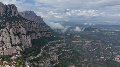 Smooth drone flight over dramatic Mediterranean mountain landscapes Stock Footage 321345667