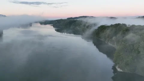 Smooth drone flight over lake and lake shore. Stock Footage 230721871