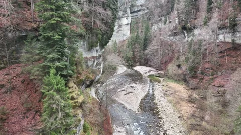 Smooth drone flight over wild river in Switzerland. Stock Footage 230726522