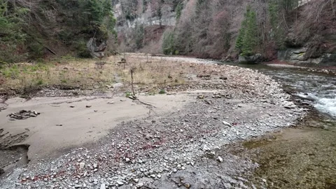 Smooth drone flight over wild river in Switzerland. Stock Footage 230730653
