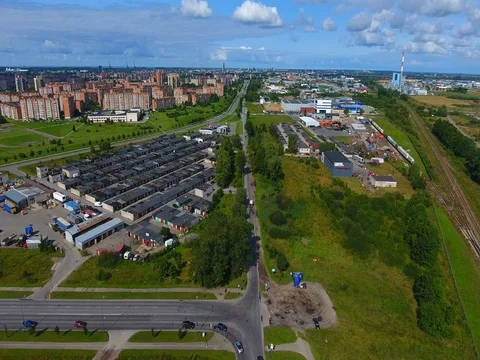 Smooth drone flight through Klaipeda City at low altitude - 22 Vídeo Stock 79519690