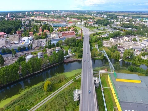 Smooth drone flight through Klaipeda City at low altitude - 14 動画素材 79550798