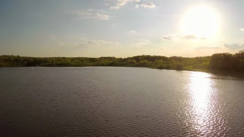 Smooth drone Flying Over Green Grass and Forest Stock Footage 233680650