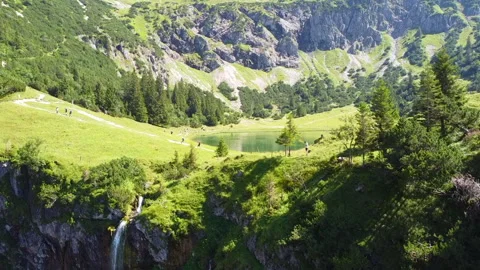 Smooth Drone Flyover of Waterfall Stock Footage 282774150