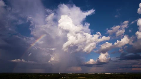 Smooth Drone Hyperlapse of Beautiful Rainbow Before Sunset Stock Footage 204022831