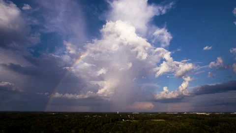 Smooth Drone Hyperlapse of Beautiful Rainbow Before Sunset Stock Footage 204022847