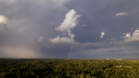 Smooth Drone Hyperlapse of Beautiful Rainbow during Sunset Stock Footage 204022907
