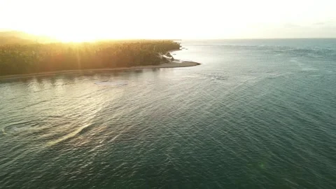Smooth Drone Pass Over Sunset Water-16 스톡 동영상 321950298