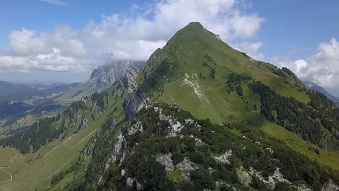 Smooth Drone Shot of Alpine Ridge in Swiss Alps (Alpstein) Stock Footage 122214134