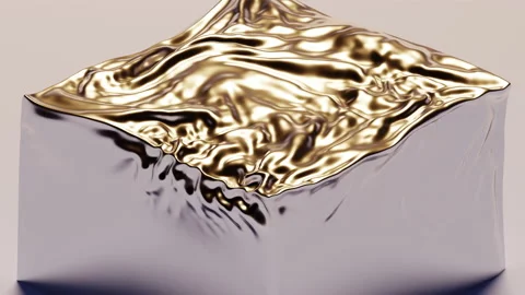 Smooth elastic shape animation. Glossy metallic object. Stock Footage 154994600