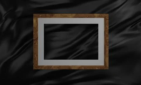 Smooth elegant Black silk background. With Wood Frame Stock Illustration