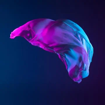 Smooth elegant transparent gradient blue piece of fabric isolated on dark blue Stock Photos
