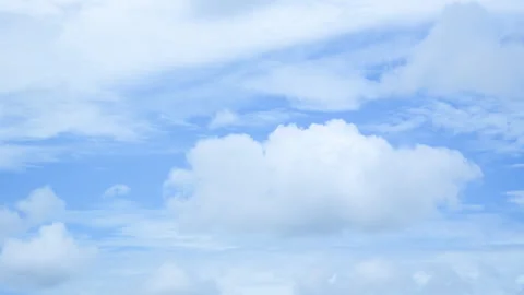 Smooth Endless Loop of Fluffy White Clouds Moving on Clear Blue Sky Stock Footage 341571196