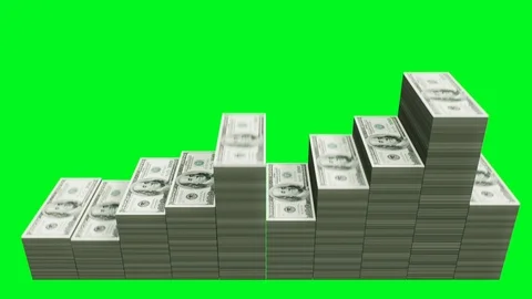 Smooth Equalizer. Stacks of American dollars. Green Screen Video stock 99646906
