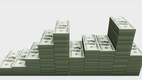 Smooth Equalizer. Stacks of American dollars. Moving Camera Video stock 99646907