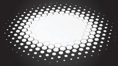 Smooth fade from small hexagons to big hexagons. Stock Illustration