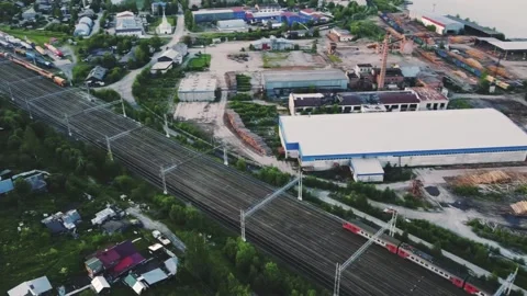Smooth flight on a drone over the railway, train rides Vidéo 161434768