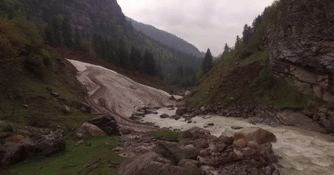 Smooth Flight Through Mountain Valley Stock Footage 81006518