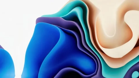 Smooth Flowing Abstract Organic Shapes Undulating Gently in Serene Blue Pur.. 動画素材 343799379