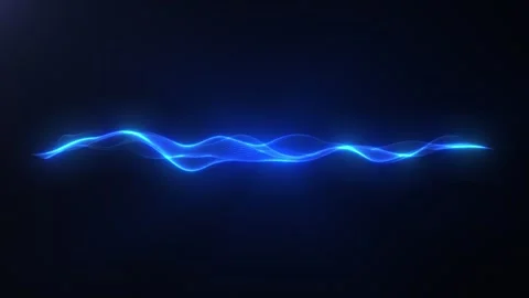 Smooth flowing blue light waves move rhythmically on a black background Stock Footage 312814788