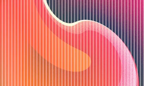 Smooth flowing coral gradient with glowing vertical ribbed stripes Stock Illustration