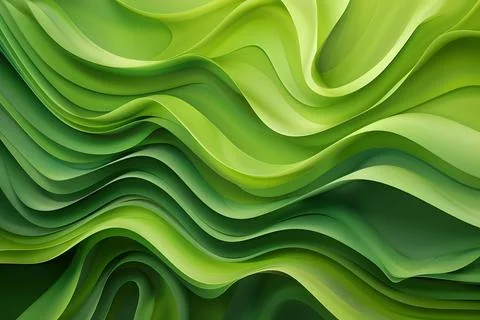 Smooth flowing green waves with gradient design for modern backdrop Stock Photos