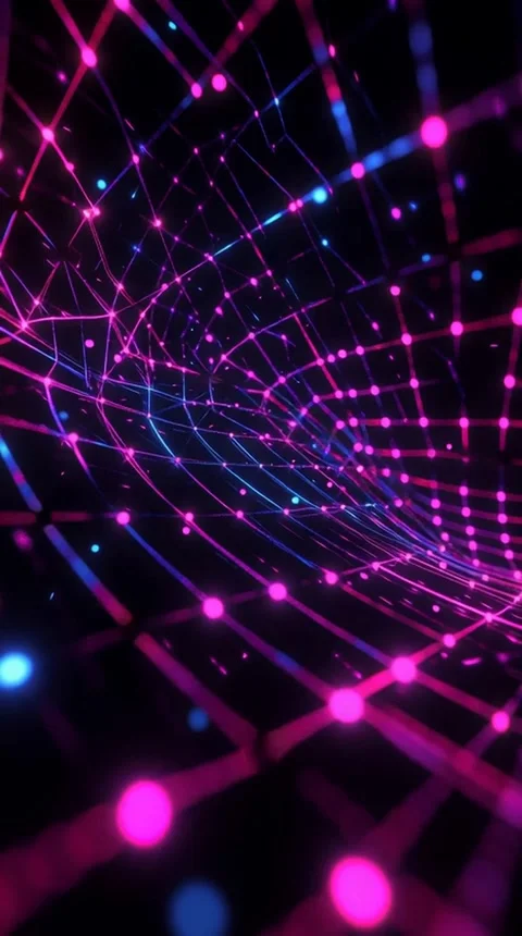 Smooth Flowing Neon Waves in Pink and Blue, Futuristic Abstract Background Stock Footage 312301791