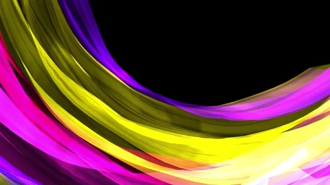 Smooth flowing ribbon lines in rainbow spectrum against dark background Stock-Footage 314852500