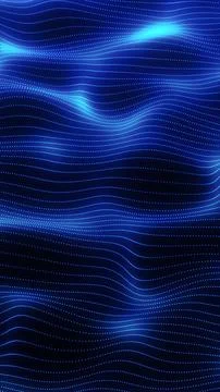 Smooth flowing wave of glowing blue dotted lines forming a futuristic digit.. Stockillustratie