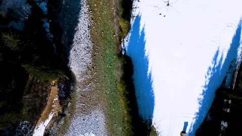 A smooth flyover of an alpine river in a forest 動画素材 301542313