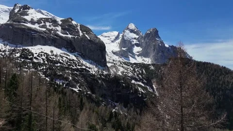 Smooth Forward Drone Flight Towards Snow Covered Marmolada Peaks Video stock 340053172