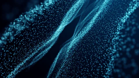 Smooth forward movement of the camera among slowly changing particles Stock Footage 149384713