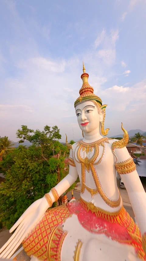 Smooth FPV flight in Buddhist temple In Vang Vieng, Laos Stock Footage 279800184