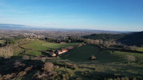 Smooth FPV Sunset Flight Over French Countryside Hills Stock Footage 315415446