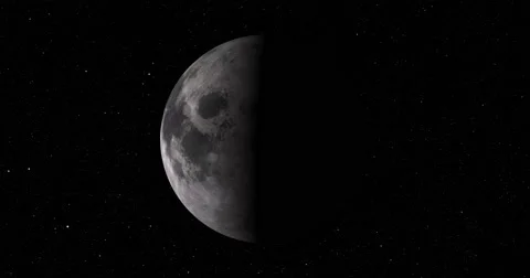 A smooth, gentle entry into orbit around Earth's moon at 0 degrees longitude Stock Footage 58144119