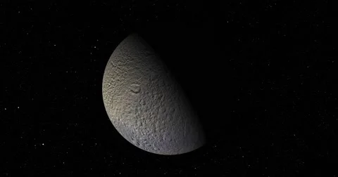 A smooth, gentle entry into orbit around Tethys  Stock-Footage 58146484