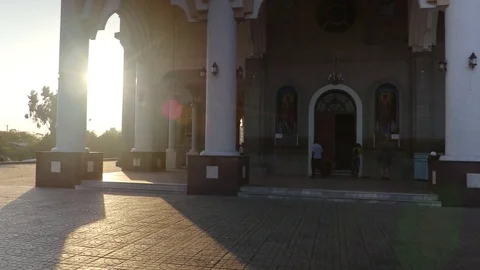 A smooth gimbal shot of corridors at the Bole Medhane Alem Cathedral, Addis Stock Footage 81564150
