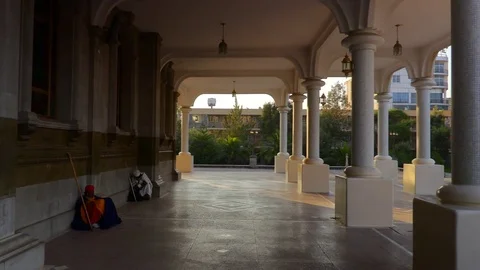A smooth gimbal shot in the corridors of the Bole Medhane Alem Cathedral, Addis Stock Footage 81585215