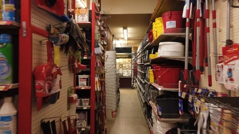 Smooth Gimbal Shot Inside of A Hardware Store Stock Footage 119653317