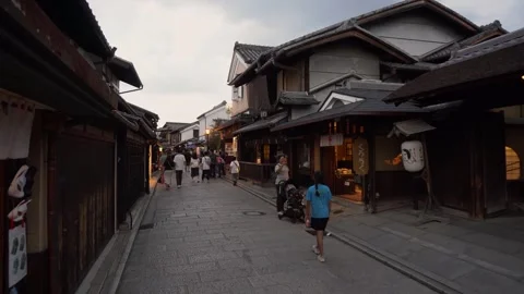 Smooth Gimbal Walking on Old Historic Streets of Kyoto, Japan Stock Footage 265799377