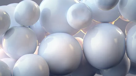 Smooth glossy white spheres 3D render animation Stock Footage 321310153