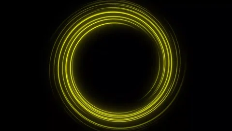 Smooth Glowing Cyan Light Trails Forming Circular Ring with Dark Center Black 4k Stock Footage 344816986