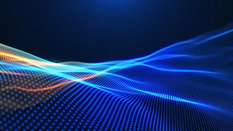 Smooth glowing digital waves seamless motion. Yellow and blue gradient waves Stock Footage 279853785