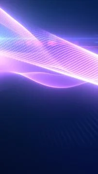 Smooth glowing purple digital wave made of soft dotted particles flowing ac.. Stockillustratie